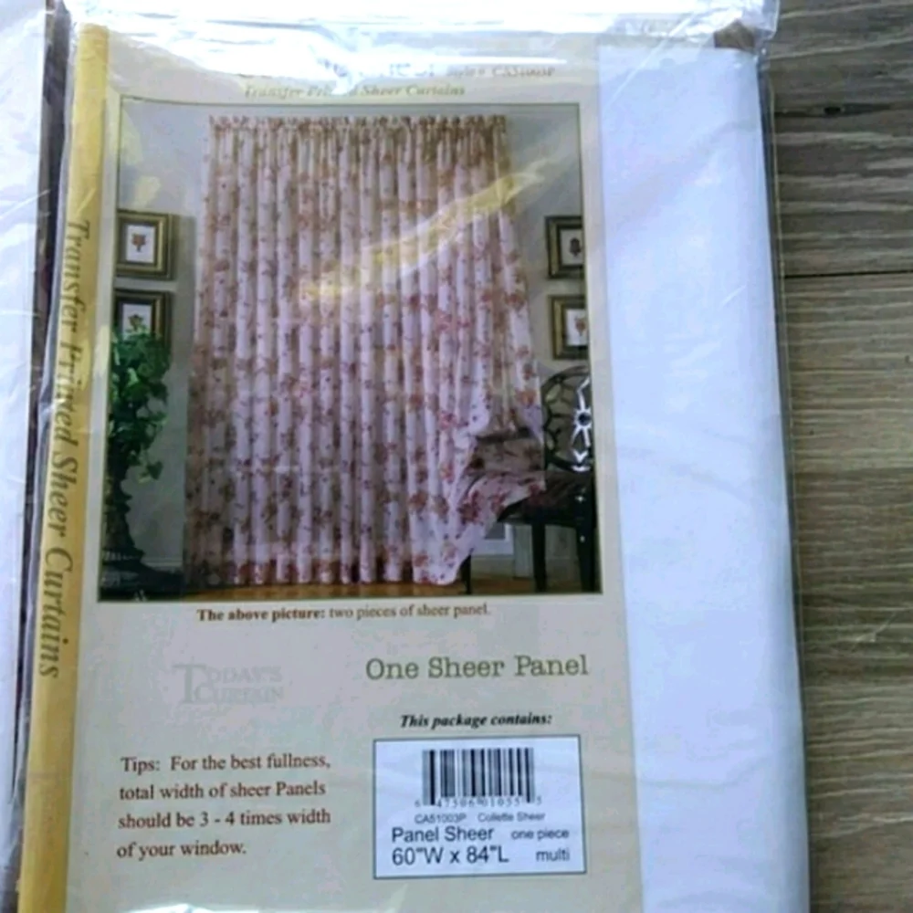 NWT Collette sheer cream burgundy floral curtains